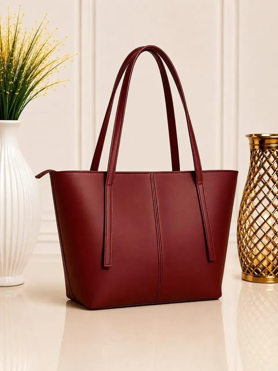 Women's Leather Plain Shoulder Bag