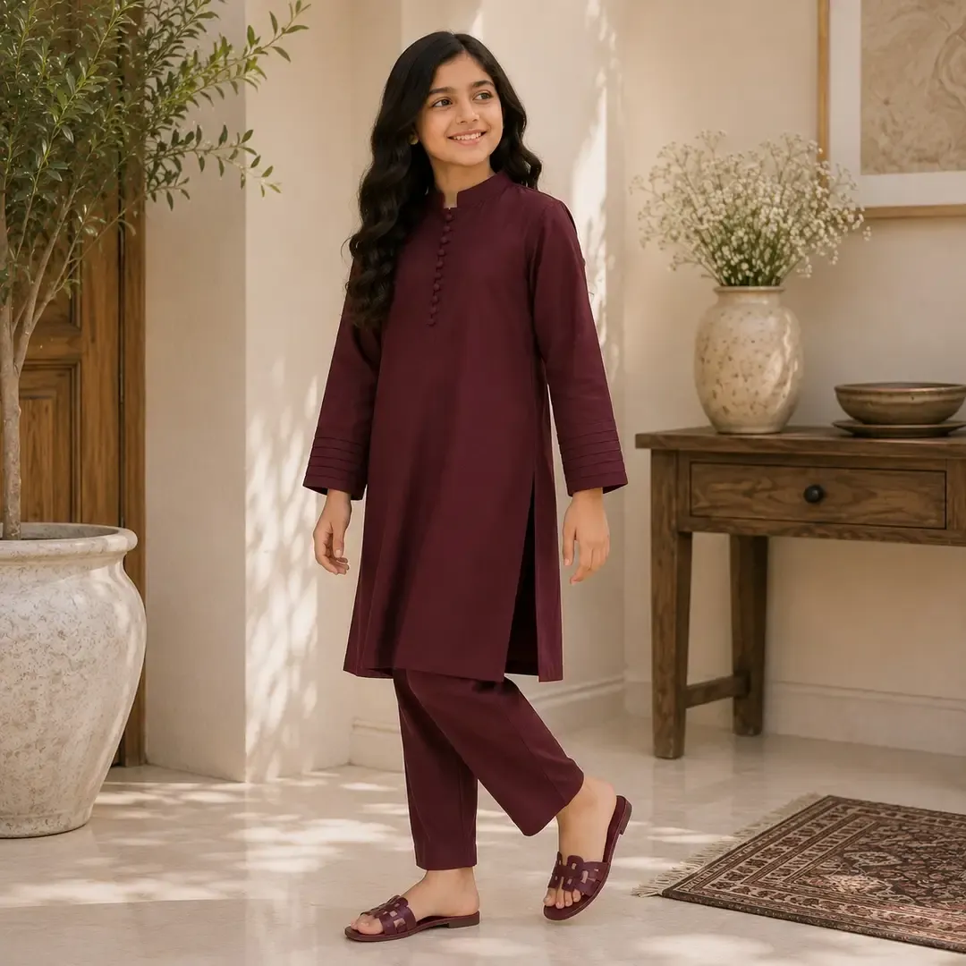 Stylish Girl's Georgette Kurta and Trouser Set - 2 Pcs
