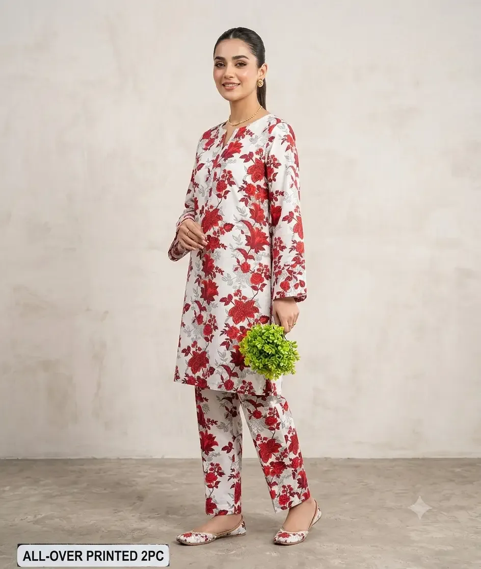 2 Pcs Women's Unstitched Printed Suit